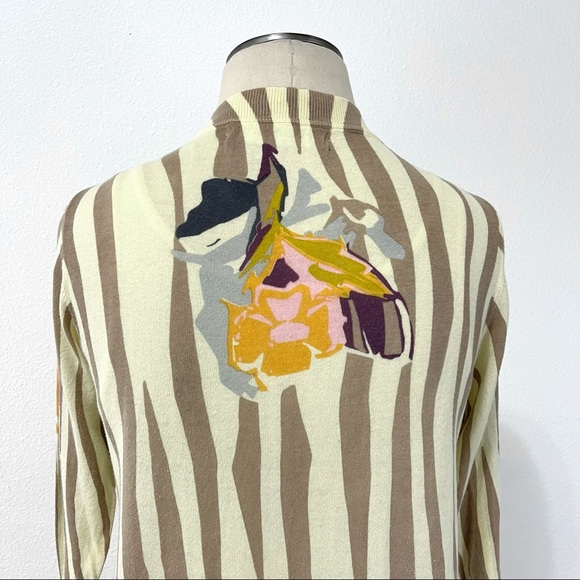 Anthropologie- Sparrow Cream Floral Stripe Cardigan Size Small. - Picture 6 of 9